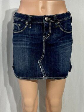 Silver Size 26 Janet Denim Jean Skirt Womens Dark Wash 90s Style